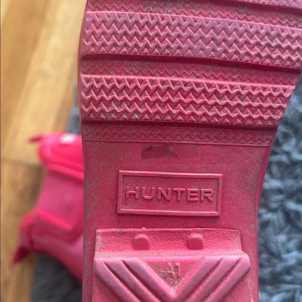 HUNTER Kids Chelsea Pink Red Rain Boots